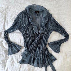 Vintage Blue Floral Blouse